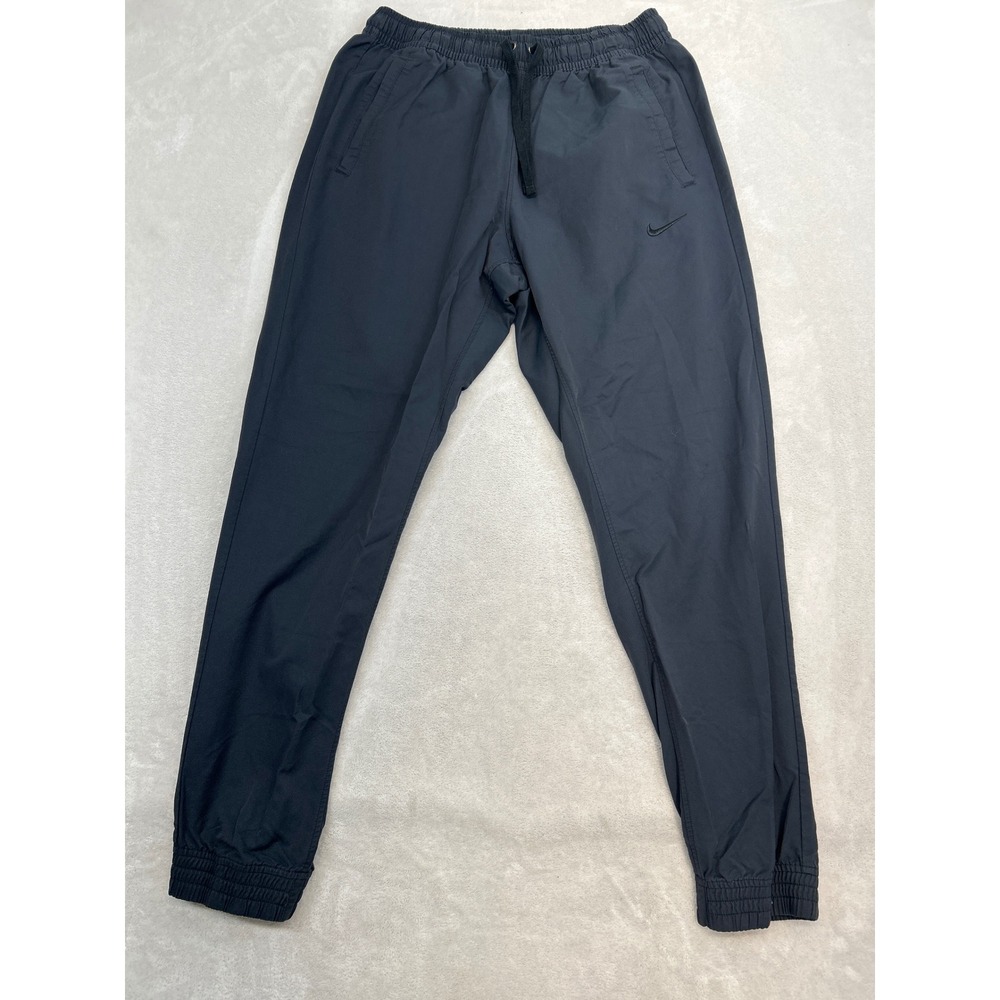 Nike Joggers Mens L Black Cotton Nylon Elastic Waist Pockets Pants Activewear